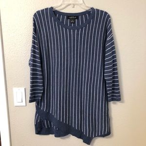 August Silk Sweater Tunic Blue Stripe